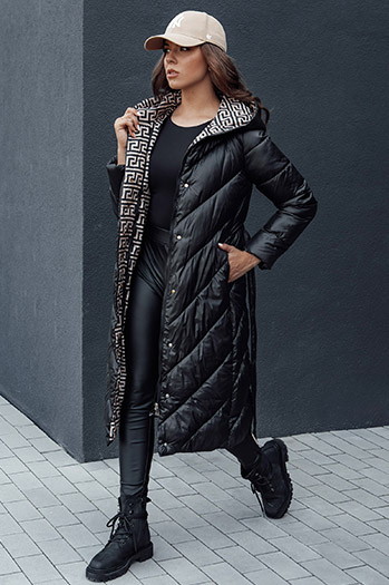 Damen Winter Steppmantel mit Kapuze CELESTIE schwarz Dstreet TY4513