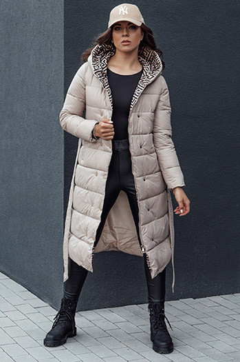 Gesteppter Damen Wintermantel mit Kapuze GRACE beige Dstreet TY4518