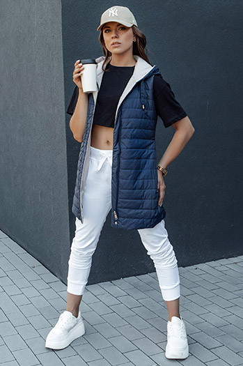 Damen Steppweste mit Kapuze MELANI navy blau Dstreet TY4519