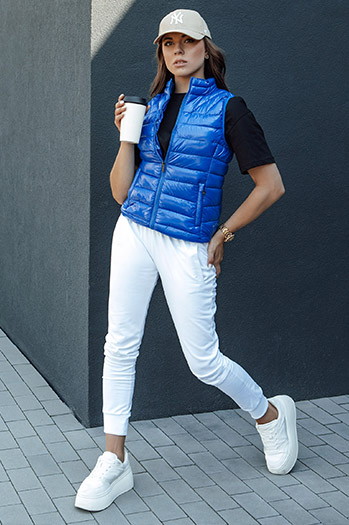 Kurze Steppweste für Frauen WIANO blau Dstreet TY4522