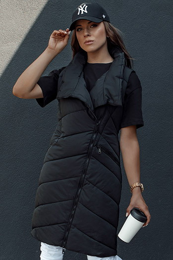 Damen Steppweste lang ohne Kapuze SERKIS schwarz Dstreet TY4524