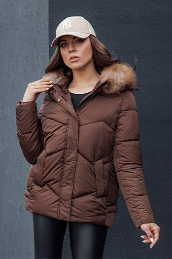 Damen Winterjacke mit Kapuze WAYWARD braun Dstreet TY4529