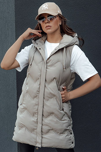 Damen Steppweste mit Kapuze TAMIRA beige Dstreet TY4528