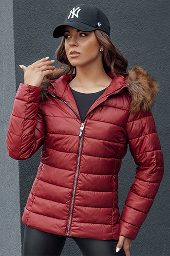Damen Winter Steppjacke mit Kapuze ESTELLA burgundy Dstreet TY4530