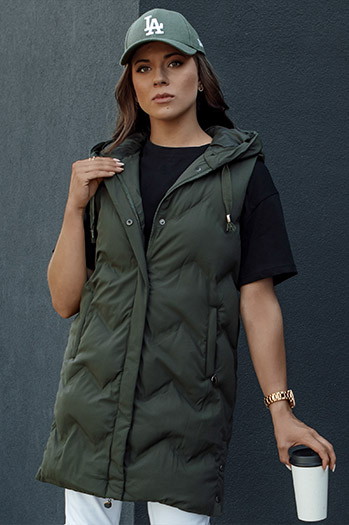 Damen Steppweste mit Kapuze TAMIRA grün Dstreet TY4533