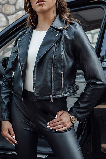 Damen Lederjacke kurz Übergangsramone BARBADOS schwarz Dstreet TY4549