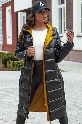 Damen Steppwintermantel mit Kapuze BETHANNY schwarz Dstreet TY4552