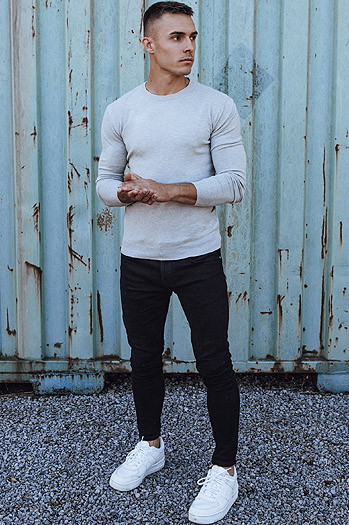 Klassischer Herren-Pullover hellgrau Dstreet WX2212