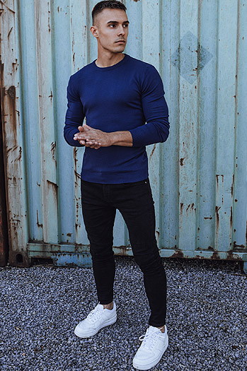 Klassischer blauer Herren-Pullover Dstreet WX2213