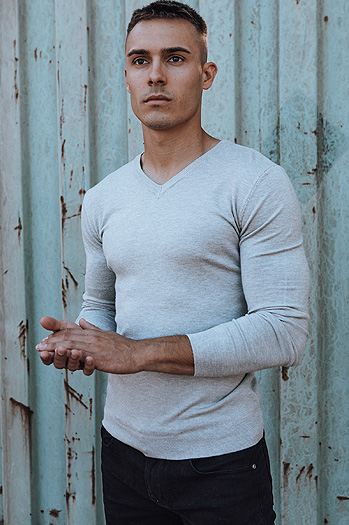 Hellgrauer Pullover mit Rundhalsausschnitt für Männer Dstreet WX2218