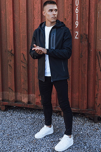 Herren Softshell-Übergangsjacke mit Kapuze navy blau Dstreet TX4813