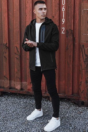 Herren Softshell-Übergangsjacke mit Kapuze schwarz Dstreet TX4814
