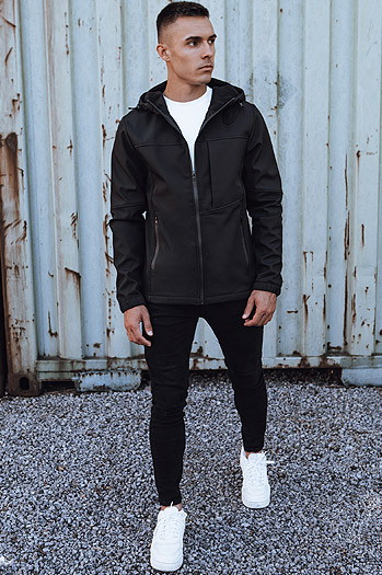 Herren Softshell-Übergangsjacke mit Kapuze schwarz Dstreet TX4815