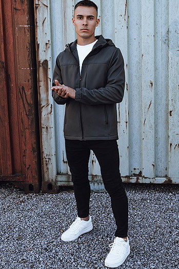 Herren Softshell-Übergangsjacke mit Kapuze dunkelgrau Dstreet TX4816