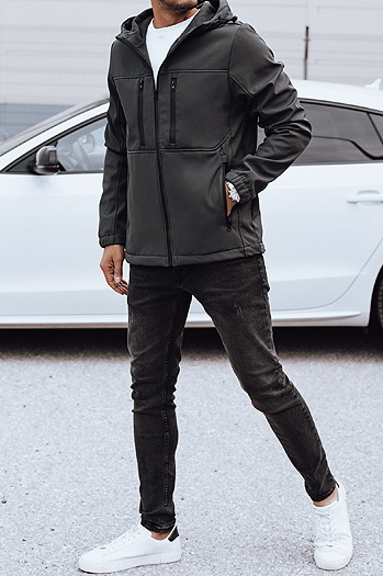 Herren Softshell-Übergangsjacke mit Kapuze dunkelgrau Dstreet TX4817