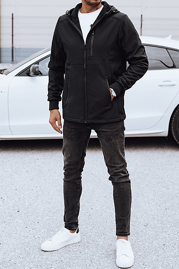 Herren Softshell-Übergangsjacke mit Kapuze schwarz Dstreet TX4819