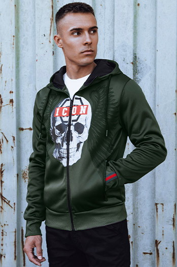 Herren Kapuzenpulli mit Reißverschluss grün Dstreet BX5838