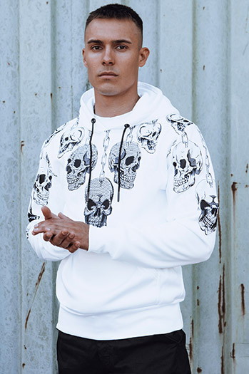 Herren Kapuzenpulli weiß Dstreet BX5840