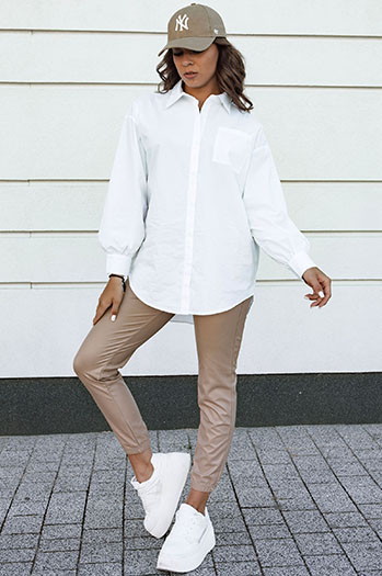Beige gewachste BRIAL Damenhose mit Kordelzug Dstreet UY2152