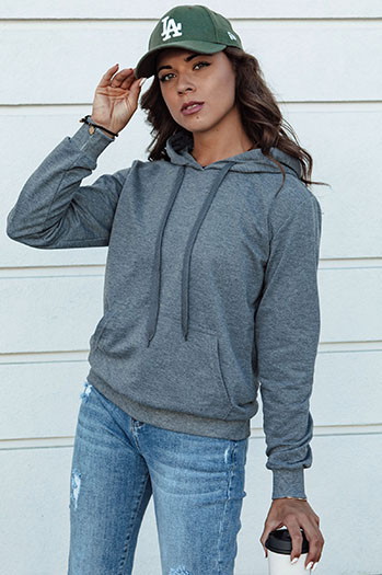 Dunkelgraues Damen-Kapuzensweatshirt LARA II Dstreet BY1334