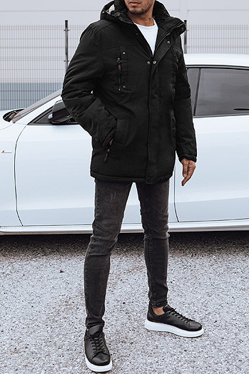Herren Winterjacke mit Kapuze schwarz Dstreet TX4823
