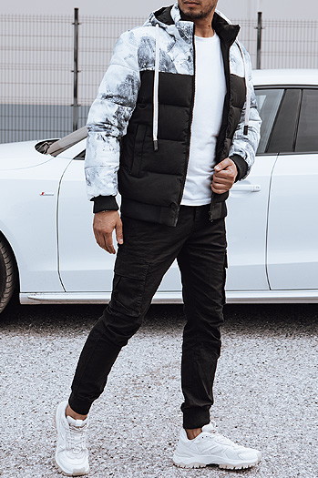 Herren Steppwinterjacke mit Kapuze schwarz Dstreet TX4824