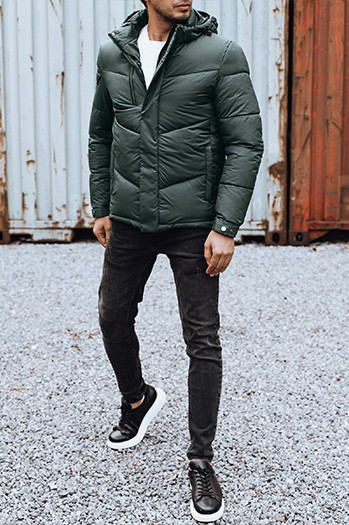 Herren Winterjacke mit abnehmbarer Kapuze grün Dstreet TX4832