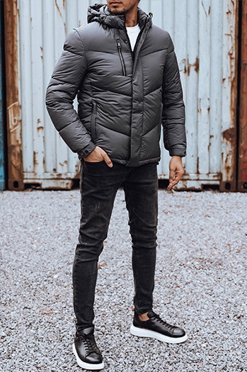 Herren Winterjacke mit abnehmbarer Kapuze grau Dstreet TX4834
