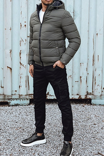 Herren Steppwinterjacke mit Kapuze grün Dstreet TX4846