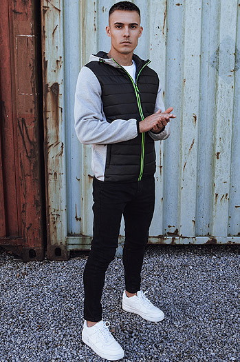 Herren Übergangs-Steppjacke mit Kapuze grau TX4862