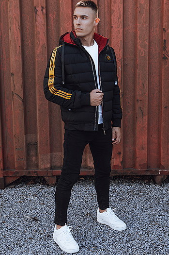 Herren Steppwinterjacke mit Kapuze schwarz Dstreet TX4863