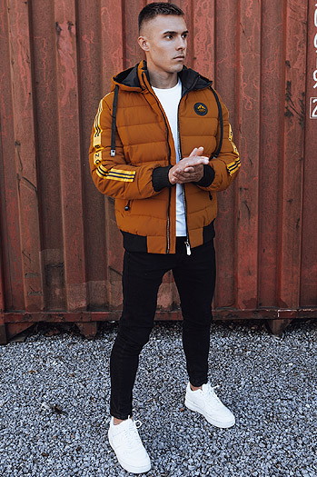 Herren Steppwinterjacke mit Kapuze camel Dstreet TX4864