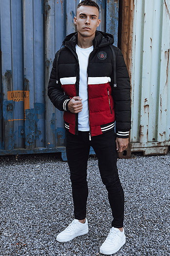 Herren Steppwinterjacke mit Kapuze schwarz Dstreet TX4868
