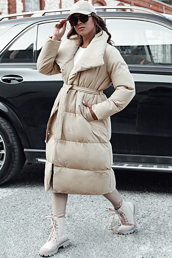 Langer Damen-Winter-Steppmantel FAVI beige Dstreet TY4572