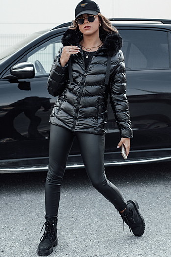 Damen Steppwinterjacke mit Kapuze MIRIAL schwarz Dstreet TY4574