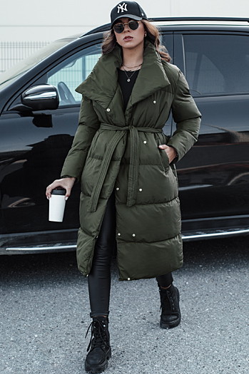 Langer Damen-Winter-Steppmantel FAVI grün Dstreet TY4576