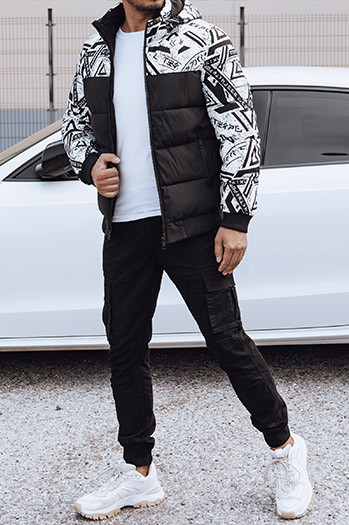 Herren Steppwinterjacke mit Kapuze weiß Dstreet TX4874