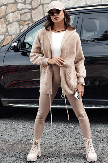 WINONA Damen Alpaka Jacke mit Kapuze dunkelbeige Dstreet NY0680