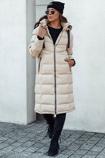 Damen Stepp-Winterjacke mit Kapuze MENSI beige Dstreet TY4585
