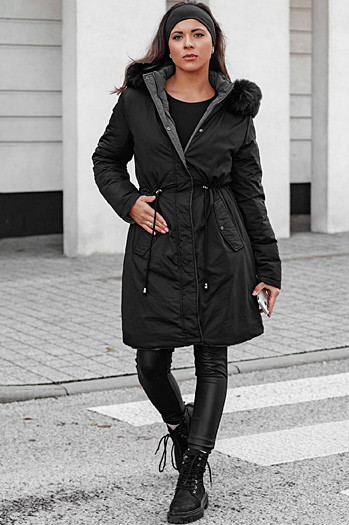 Damen Winterparka TRENDNEL Wendekapuze schwarz Dstreet TY4587