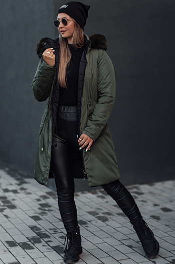Damen Winterparka TRENDNEL Wendekapuze grün Dstreet TY4589