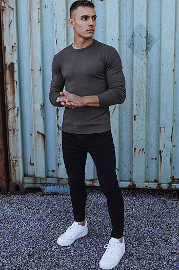 Klassischer Herren-Pullover dunkelgrau Dstreet WX2225