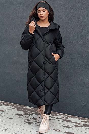 Damen Steppwinterjacke mit Kapuze FEMACOAT schwarz Dstreet TY4593