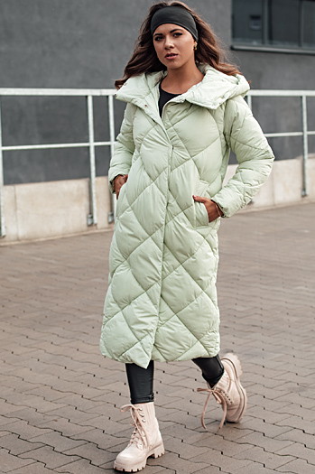 Damen Steppwinterjacke mit Kapuze FEMACOAT grün Dstreet TY4595