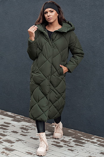 Damen Steppwinterjacke mit Kapuze FEMACOAT grün Dstreet TY4597