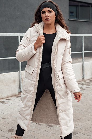 Damen Winterjacke GLAMPUFF beidseitig gesteppt mit Kapuze beige Dstreet TY4605
