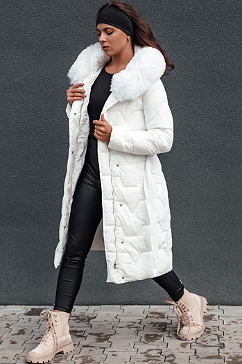 Damen Steppwintermantel mit Kapuze ELENESS weiß Dstreet TY4607