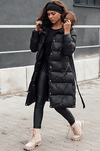 Gesteppte Damen Winterjacke mit Pelz STYLEBELLA schwarz Dstreet TY4608