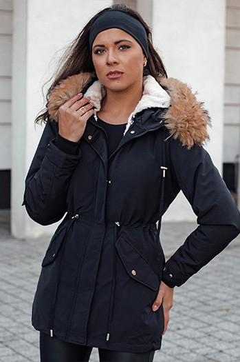 Damen Winterjacke CHICOK isoliert mit Fell schwarz Dstreet TY4611