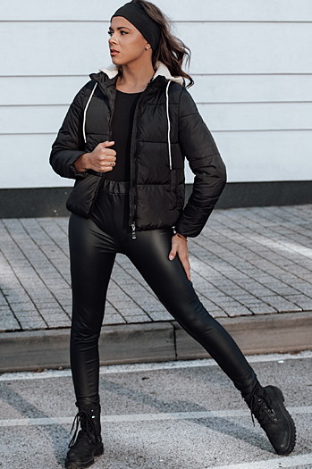 Damen Winter NORDPUFF Daunenjacke mit Kapuze schwarz Dstreet TY4616